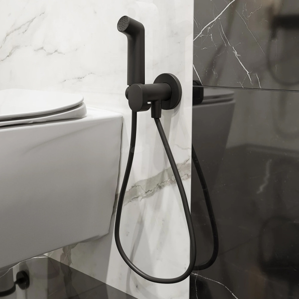 Гигиенический душ со смесителем Hansgrohe Ecosmart+ 29232670 С ВНУТРЕННЕЙ ЧАСТЬЮ, черный матовый