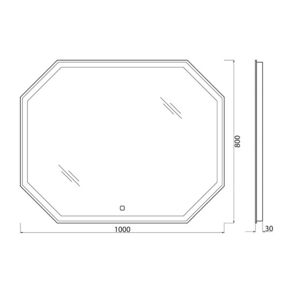 Зеркало 1000х30х800 LED сенсор выкл BELBAGNO SPC-OTT-1000-800-LED-TCH