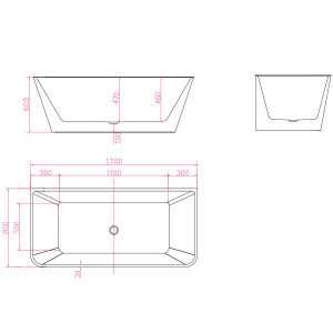 Акриловая ванна AVS Крокус 170x80 белая, c донным клапаном