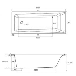 Акриловая ванна Cersanit Lorena 170x70 белая, без ножек Акриловая ванна Cersanit Lorena 170x70 белая, без ножек