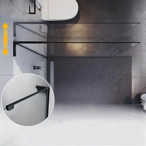 Душевая перегородка Veconi Korato KR-72B 120 профиль черный матовый, стекло прозрачное