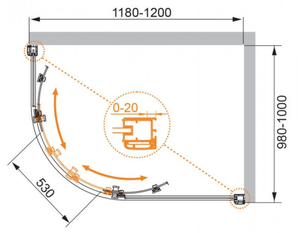 Душевой уголок Cezares Anima ANIMA-W-RH-2-120/100-C-Cr-R 120x100 профиль хром, прозрачное стекло