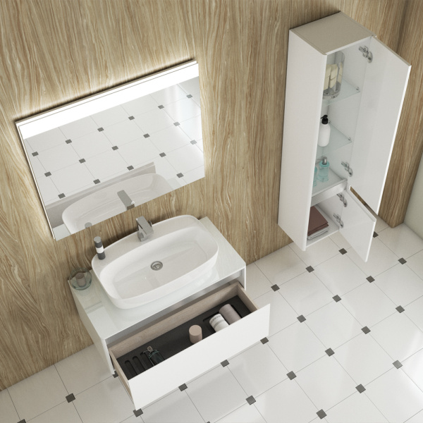 Тумба 900 1ящ + Пенал Белый мат Hanna DIBORG