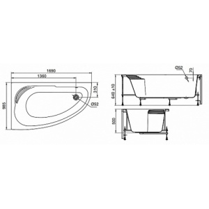 Акриловая ванна Roca Merida 170x100 L белая, без каркаса Акриловая ванна Roca Merida 170x100 L белая, без каркаса