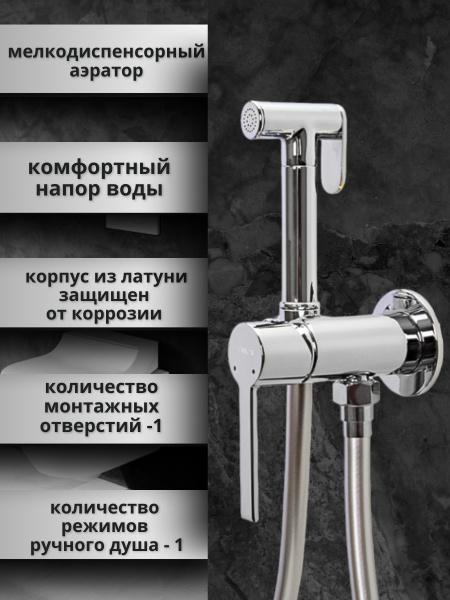 Гигиенический душ со смесителем AVS Elegant хром