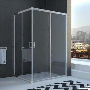 Душевой уголок Veconi Rovigo RV-10 100х80 профиль хром, стекло прозрачное