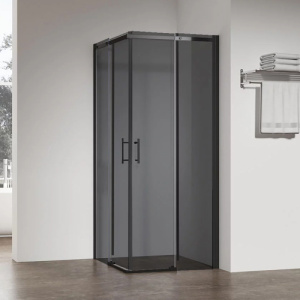 Душевой уголок Veconi RV-50B Grey 110х90 профиль чёрный матовый, стекло тонированное