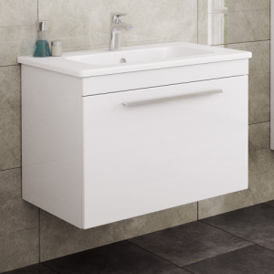 Тумба 800 1ящ подвес + Раковина Эйфория Белый гл Leonie DIBORG