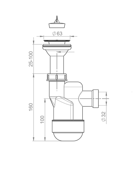3005001 Сифон для раковины Ventloc PREVEX