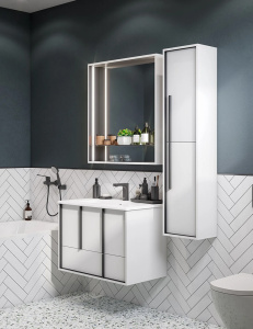 Комплект 1A239001RVX20 Тумба 80+732799C000 Р-на+1A239102RVX20 З/Ш Белый мат Ривьера АКВАТОН