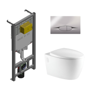 Комплект Jacob Delafon 3в1: Инсталляция для унитаза Jacob Delafon E21822-CP + Унитаз подвесной AVS 801-0043-P-R-GW + Клавиша смыва хром