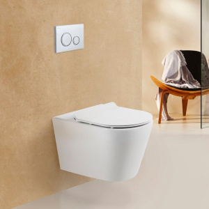 Унитаз подвесной BelBagno Flay-R BB053CHR+BB2111SC безободковый, белый