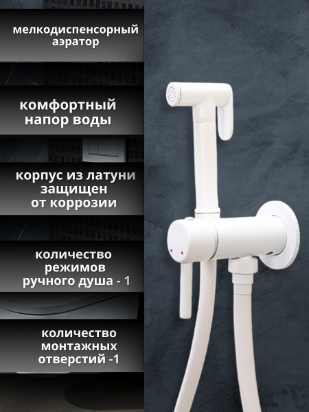 Гигиенический душ со смесителем AVS Slimmer белый матовый