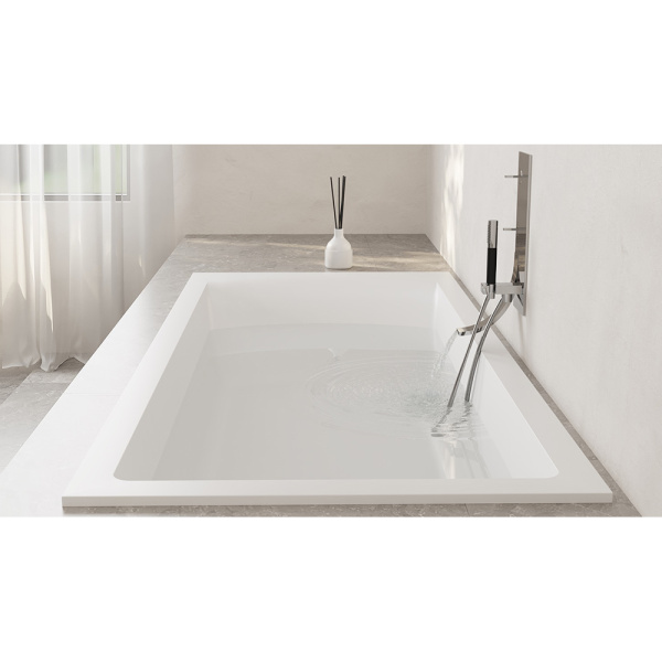 Ванна из искусственного камня Salini Cascata Kit S-Sense 180x80 белая, с ножками и донным клапаном