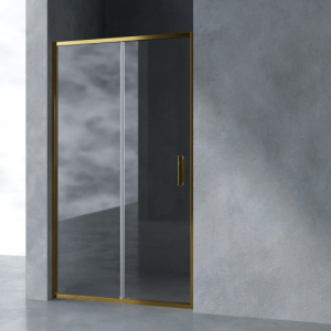 Душевая дверь в нишу AVS Вектор 110 см профиль брашированное золото, стекло прозрачное