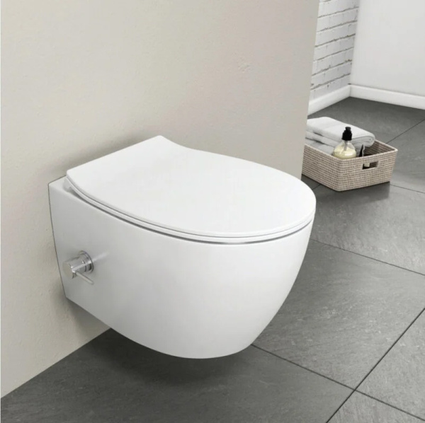 Комплект: Унитаз подвес. безобод., белый, со смесителем Sentimenti + сиденье Neo ISVEA