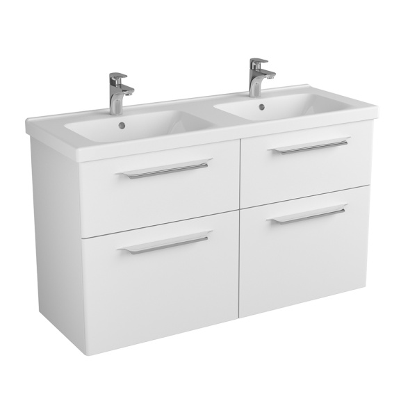 Тумба 1250 4ящ + Раковина Гармония Белый мат Lande DIBORG