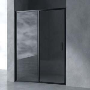 Душевая дверь в нишу AVS Вектор 140 см профиль черный, стекло прозрачное