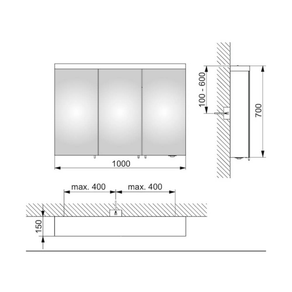 24204171301 Зеркальный шкаф 1000*700*150 LED Royal Reflex.2 KEUCO