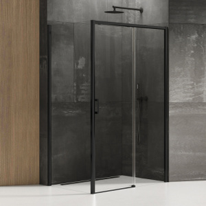 Душевой уголок New Trendy Prime Black 110х90 R профиль черный матовый, стекло прозрачное