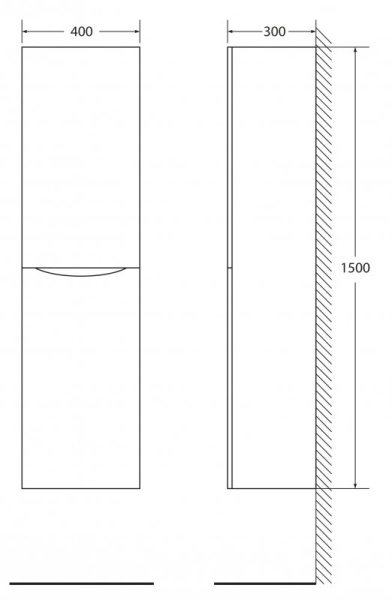 FLY-MARINO-1500-2A-SC-RN-P-R Пенал 400*300*1500 подвес Правый Дуб натуральный BELBAGNO