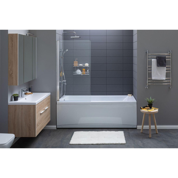 Акриловая ванна Aquanet Bright 165x70 белая c каркасом и экраном