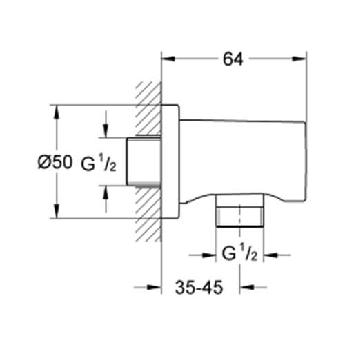 Шланговое подключение кругл DC1 Rainshower GROHE 27057DC0