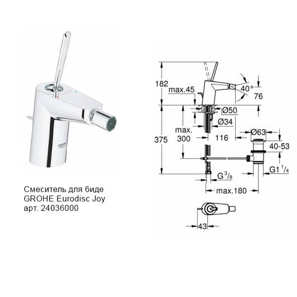 Комплект Eurodisc Joy GROHE 23427000+23431000+24036000