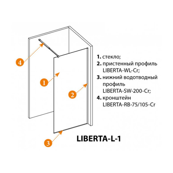 Душевая перегородка 120x195 Cezares LIBERTA-L-1-120-GR-NERO