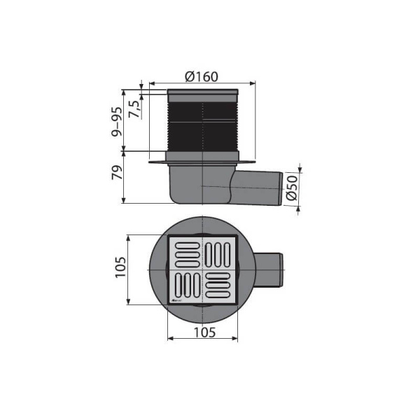 Трап 105x105x50 гидрозатвор Alcaplast APV31