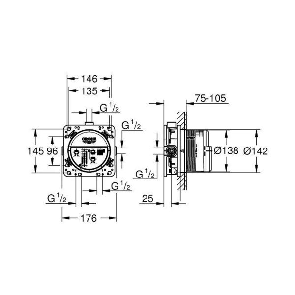 Смеситель встраиваемый термостатический Grohtherm SmartContro Grohe 29151LS0+35600000