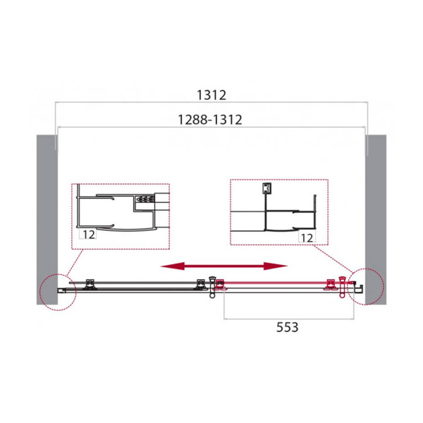 Душевая дверь в нишу 130x195 BelBagno UNO-195-BF-1-130-C-Cr